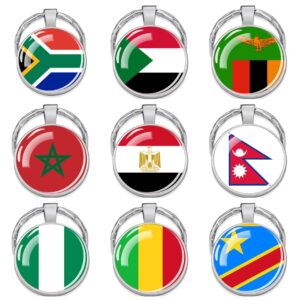 Wholesale Metal Flag Keychain Set African Countries Egypt Morocco South Africa Minimalist Electroplated Key Ring Gift Boutique Resale