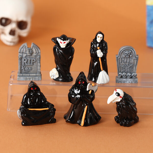 Wholesale Halloween Dark Resin Figurine Set - Grim Reaper Tombstone Decor for Party & Gift