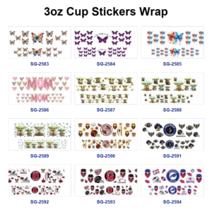 Wholesale 8pcs Mixed Butterfly Mom Cartoon Football Logo Print 3oz Cup Stickers Wrap OLY Exclusive