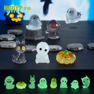 Wholesale Halloween Luminous Resin Pumpkin Ghost Ornament – Chic DIY Desktop Decor, Gift Ready