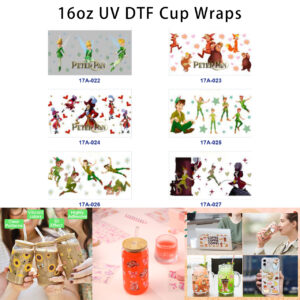 Wholesale 5pcs Dreamy Childish Fantasy Flying Fairy Tale Character Heart Star Sparkle Mixed Decor Prints 16oz Cup UV DTF Wraps OLY Exclusive