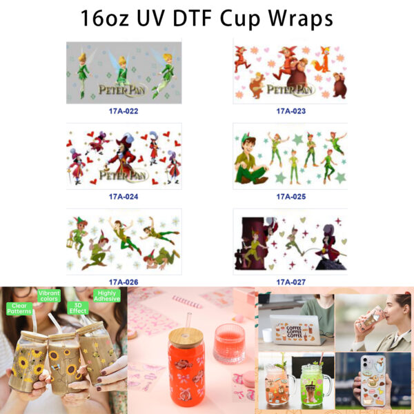 oly-95ae7d08bc69a4fed2a257001aa83054 Wholesale 5pcs Dreamy Childish Fantasy Flying Fairy Tale Character Heart Star Sparkle Mixed Decor Prints 16oz Cup UV DTF Wraps OLY Exclusive