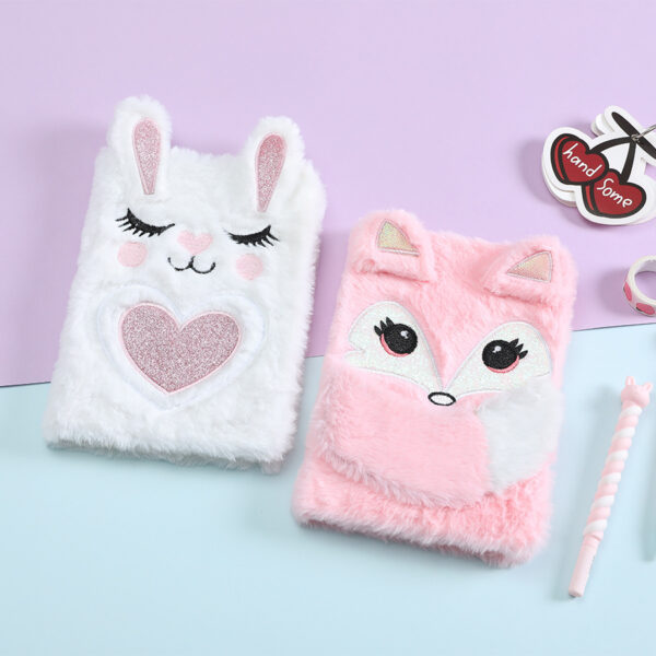 Wholesale Plush A5 Diary Notebook with Cute Rabbit Design Cartoon Student Journal