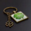 Wholesale Vintage Style Lucky Clover Keychain Pendant Silver Tone Gift Decorative Accessory