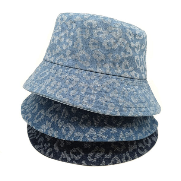 oly-95eb17ed3305905272919e29c9a6f2cd Wholesale Chic Leopard Print Denim Fisherman Hat Sun Protection Bucket Hat for Everyday Use Fashion Accessory