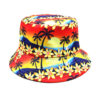 Wholesale Trendy Reversible Fisherman Hat Coconut Tree Print Sun Protection Fashion Accessory Beach Vacation