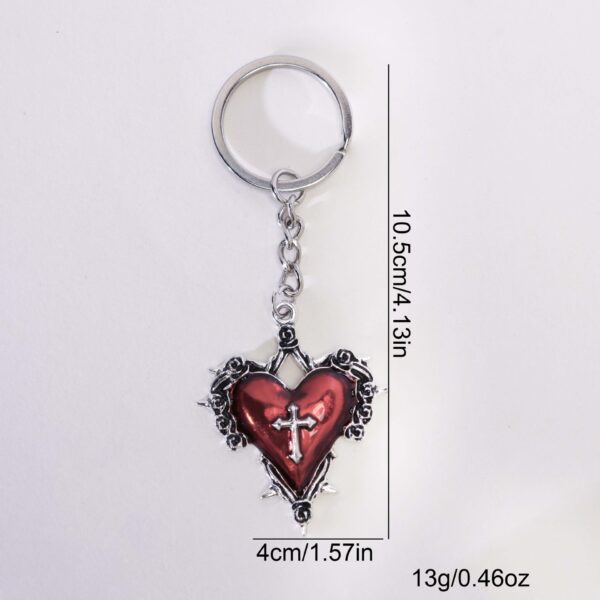 oly-961895d12bd643a33274801cc65bb8a7 Wholesale Gothic Red Heart Thorn Keychain Pendant for Bag, Car Key Decorative Accessory