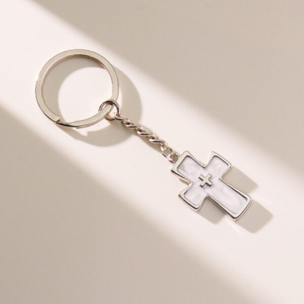 Wholesale Metal Double Cross Pendant Keychain, Korean Style Fashion Accessory for Bags and Car Keys
