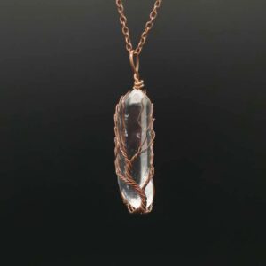 White crystal column ancient red copper chain / pure natural