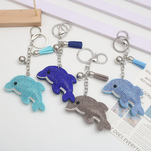 Wholesale Dolphin Rhinestone Keychain with Tassel, Stylish Bag Charm for Women, Boutique Resale Jewelry Accessory