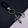 Wholesale Vintage Punk Cross Keychain Heart Pendant Black Metal Bag Charm for Bags and Keys
