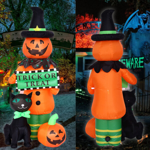 Wholesale Polyester Halloween Inflatable Pumpkin and Black Cat Decoration for Party