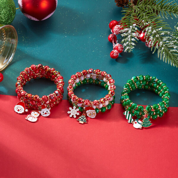 Wholesale Alloy Christmas Beaded Bracelet Set 3Pack Cartoon Pendant Jewelry Accessory
