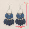oly-967722c91d3316e8235e6348220555f5 Wholesale Retro Denim Style Leather Leaf Fringe Earrings - Fashion Accessory for Boutique Resale
