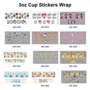 oly-968cba0147b530ef59c336b012219899 Wholesale 8pcs Fairytale Cartoon Character Pattern 3oz Cup Stickers Wrap OLY Exclusive