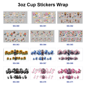 Wholesale 8pcs Cute Cartoon Flower 3oz Tumbler Stickers Wrap OLY Exclusive