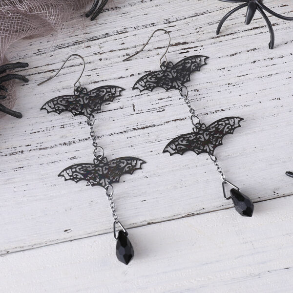 Wholesale Gothic Bat Pendant Tassel Earrings Halloween Jewelry Fashion Accessory