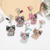 Wholesale Korean Velvet Cat Rhinestone Keychain Bag Charm Wedding Gift