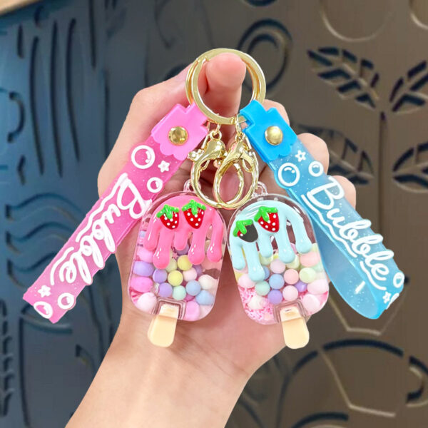 oly-96ef3683b3ac2cd2504ccb7e95f28f54 Wholesale Acrylic Liquid Sand Ice Cream Jelly Bean Keychain Trendy Bag Charm Birthday Gift