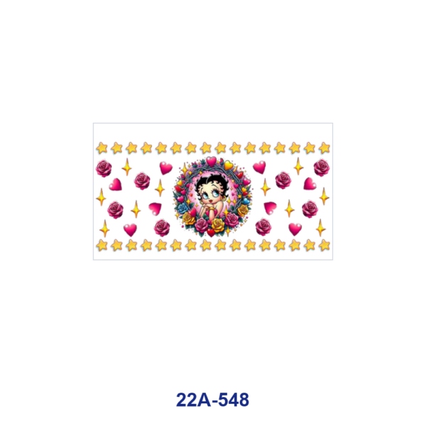 oly-96fdcd0f9457aa81d3bee9345b4f5c55 Wholesale 5pcs Retro Sweet Cartoon Girl Red Rose Heart Golden Star Wreath Mixed Decor Prints 16oz Cup UV DTF Wraps OLY Exclusive