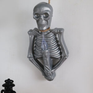 Red light silver skull lamp