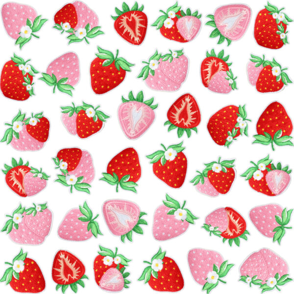 oly-9712f4d0c3ce1d5d4bdeba9b5d53d4b7 Wholesale Cream Strawberry Embroidery Patch for Clothing Decoration DIY Craft Supply