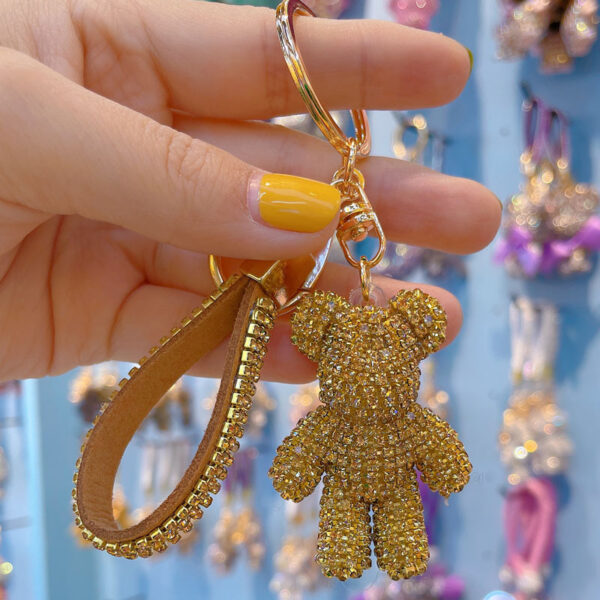 Wholesale Rhinestone Bear Keychain Car Key Accessory Trendy Gift for Couples