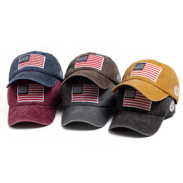 Wholesale USA Flag Embroidered Washed Cotton Retro Baseball Cap Trendy Sun Protection Fashion Accessory Gift