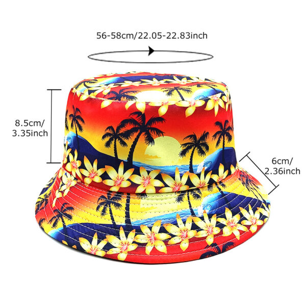 Wholesale Trendy Reversible Fisherman Hat Coconut Tree Print Sun Protection Fashion Accessory Beach Vacation