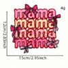Wholesale Black White Plaid Lightning Letter Iron On Patches MAMA Theme Embroidery Set for DIY Decorative Accessory or Boutique Gift