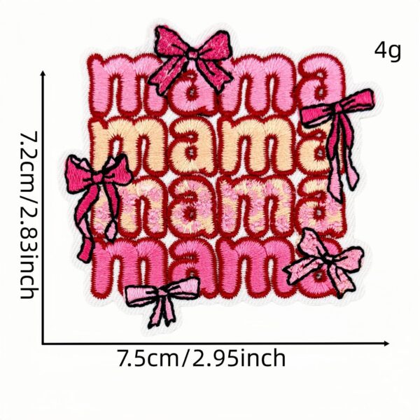 Wholesale Black White Plaid Lightning Letter Iron On Patches MAMA Theme Embroidery Set for DIY Decorative Accessory or Boutique Gift