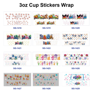 oly-9770360defb2f68ade82142daeba8502 Wholesale 8pcs Mixed Mama Letter Cartoon Floral Print 3oz Cup Stickers Wrap OLY Exclusive