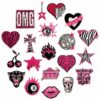 Wholesale Y2K Cartoon Leopard Heart Iron On Patches 20 Pcs Polyester Embroidery Patch for Clothes Bags DIY Craft