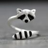 Wholesale Stylish Raccoon Fox Tail Open Ring Alloy Electroplated Jewelry Accessory Gift