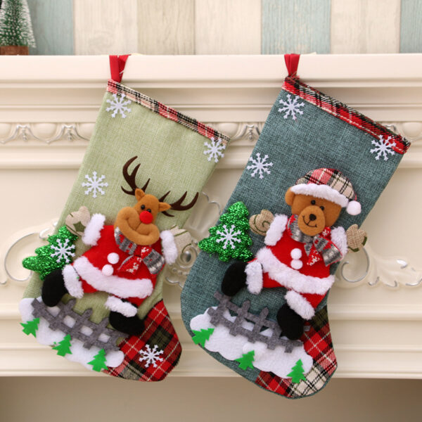 Wholesale European Style Large Linen Christmas Stocking Decorative Gift Bag Boutique Home Decor