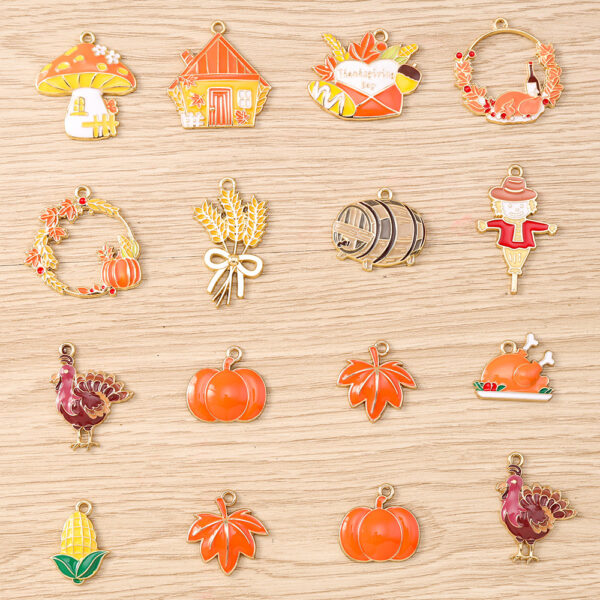 Wholesale Thanksgiving Fall DIY Keychain Pendant Zinc Alloy Pumpkin Design Bag Charm