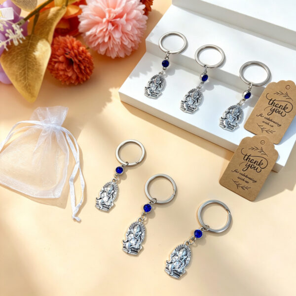 Wholesale Alloy Exotic Elephant Keychain Set with Organza Bag Wedding Party Favor Gift