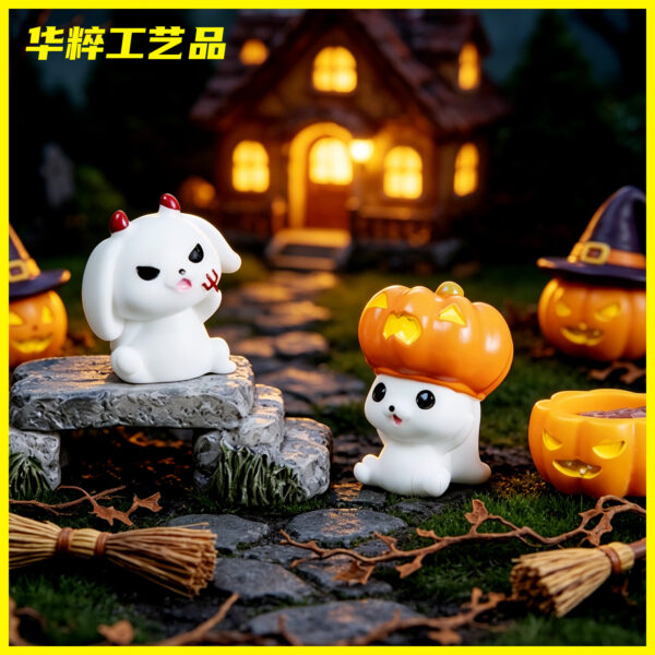 Wholesale Halloween Ghost Bunny Resin Decorative Ornament for Home Decor Gift