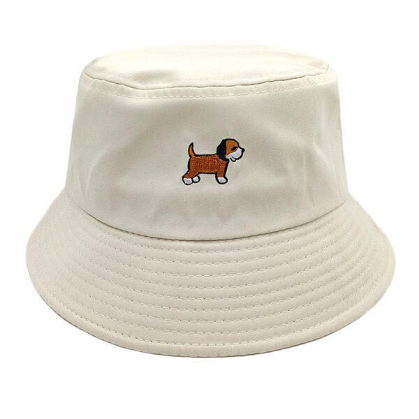 Wholesale Cute Dog Embroidery Bucket Hat Sun Protection Casual Cap for Women