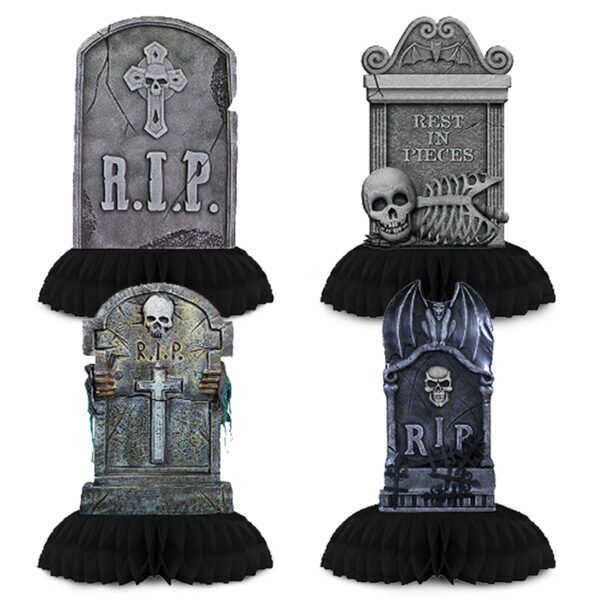Wholesale Halloween Tombstone Honeycomb Ornaments 4 Pack Paper Party Decor