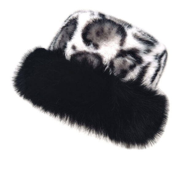 Wholesale Faux Mink Retro Leopard Print Bucket Hat Warm Ear Cover Winter Fashion Accessory
