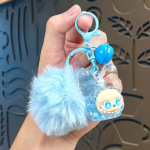 Oil-infused glow-in-the-dark pom pom beads - blue