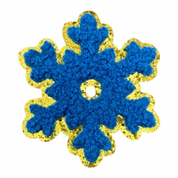 Wholesale Chic Snowflake Embroidered Patch - Chenille Gold Edge DIY Clothing Accessory for Resale
