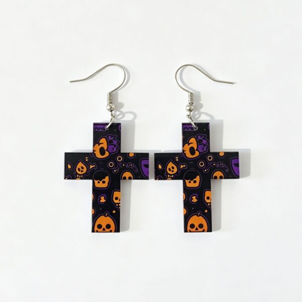 Wholesale Halloween Double Sided Acrylic Earrings Pumpkin Ghost Cross Print Fashion Accessory Party Gift