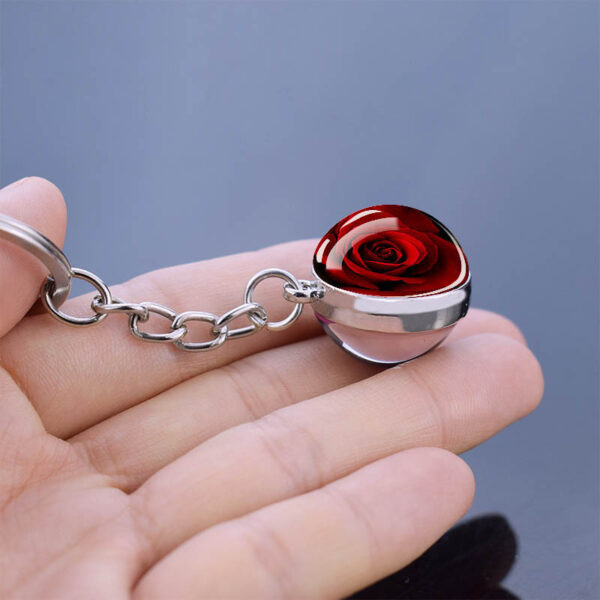 Wholesale Metal Electroplated Keychain Luminous Glass Ball Pendant Pastoral Style Bag Charm for Students