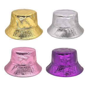 oly-985ce6beda72b2e323f986cb89225692 Wholesale Stylish Reversible Bucket Hat Double Sided Gold Silver Design for Outdoor Party and Everyday Fashion Accessory