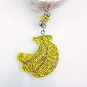 oly-9882dc0aba5e50091e2dd09558a879ea Wholesale Rhinestone Banana Keychain with Tassel Yellow Fruit Design Chic Bag Charm for Wedding Gifts