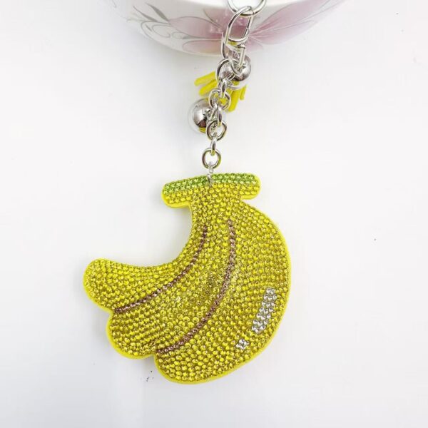 Wholesale Rhinestone Banana Keychain with Tassel Yellow Fruit Design Chic Bag Charm for Wedding Gifts