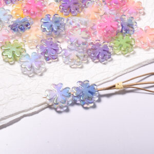 oly-9888f5aad93a061c0de6d9a336dd4500 Wholesale Clover Flower Acrylic Beads for DIY Jewelry Phone Charm Bag Chain Gift or Boutique Resale