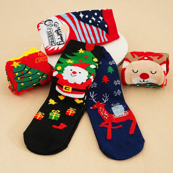 oly-9893d2dc1c42067294051253eb5e4b4a Wholesale Christmas Cartoon Mid Calf Socks Santa Snowflake Elk Pattern Winter Gift Boutique Resale